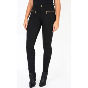Michael Kors Womens Moto Stretch Low Rise Ankle Zip Skinny Leg Jeans Black Sz 6